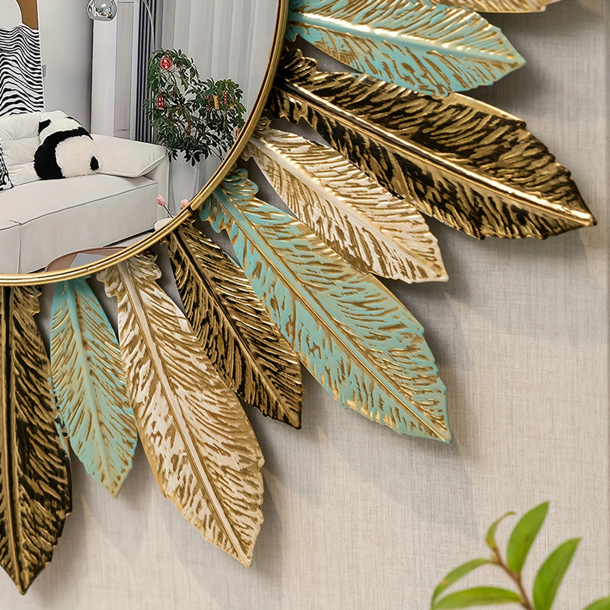 Teal & Gold Sunburst Mirror