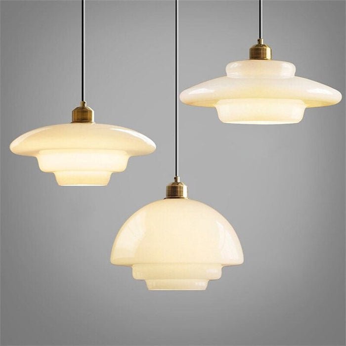 Mid-Century White Glass Pendant Light