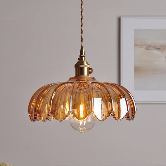 Vintage Flower Coloured Glass Pendant Lamp