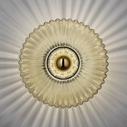Ribbed Glass Disc Wall Sconce