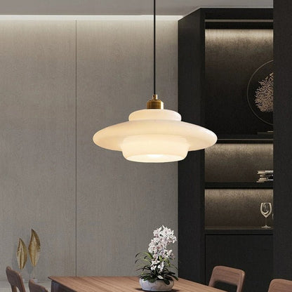 Mid-Century White Glass Pendant Light