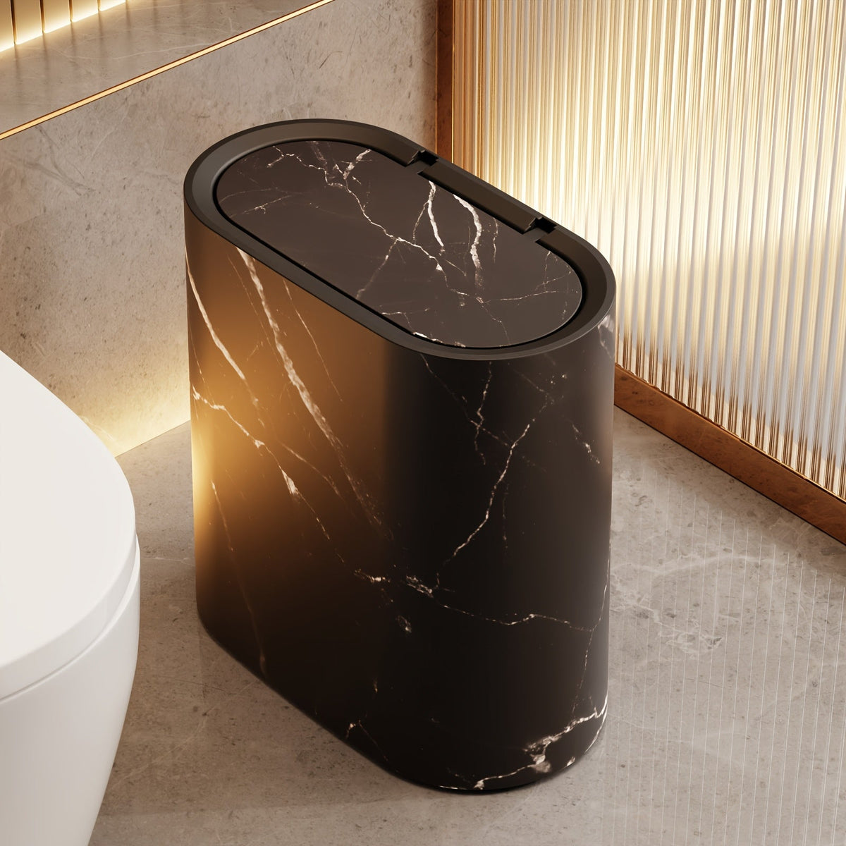 Marble-Effect Bin with Lid