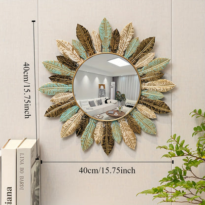 Teal & Gold Sunburst Mirror