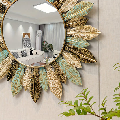 Teal & Gold Sunburst Mirror