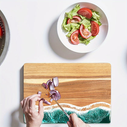 Ocean Wave Resin Acacia Serving Board