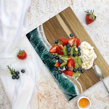 Ocean Wave Resin Acacia Serving Board