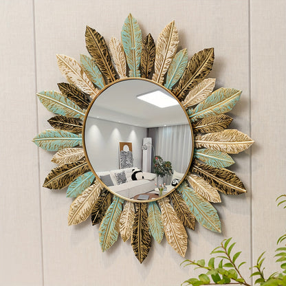Teal & Gold Sunburst Mirror