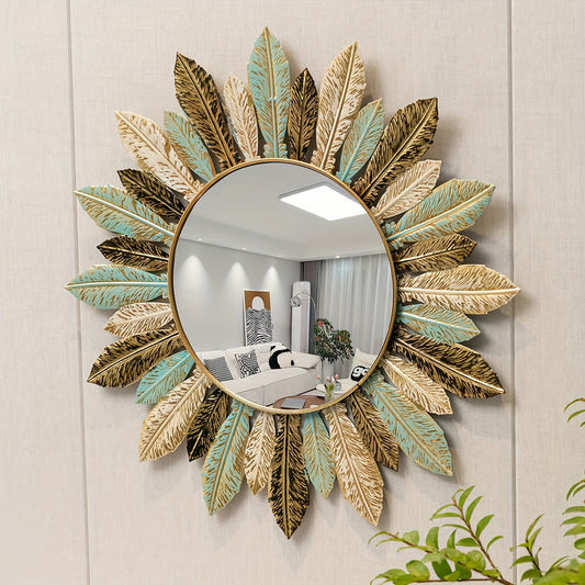 Teal & Gold Sunburst Mirror