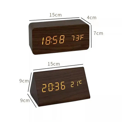 Smart LED Wooden Alarm Clock