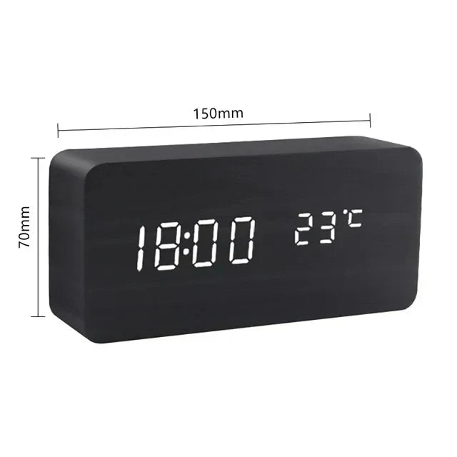 Smart LED Wooden Alarm Clock