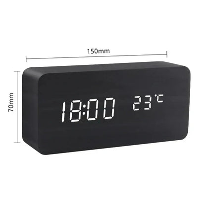 Smart LED Wooden Alarm Clock