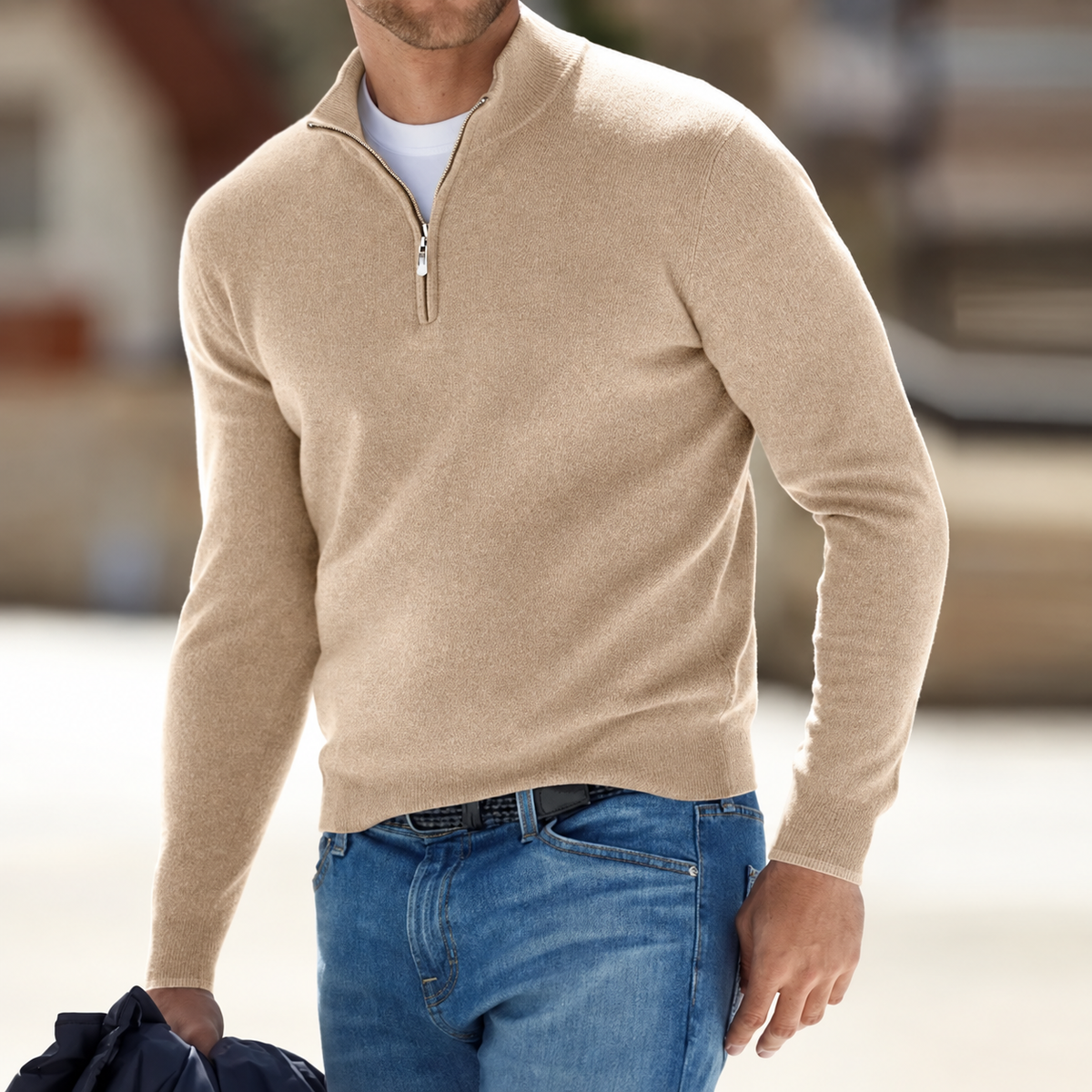 Men's Zip-Up Knit Sweater