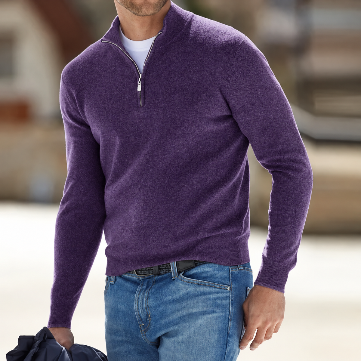 Men's Zip-Up Knit Sweater