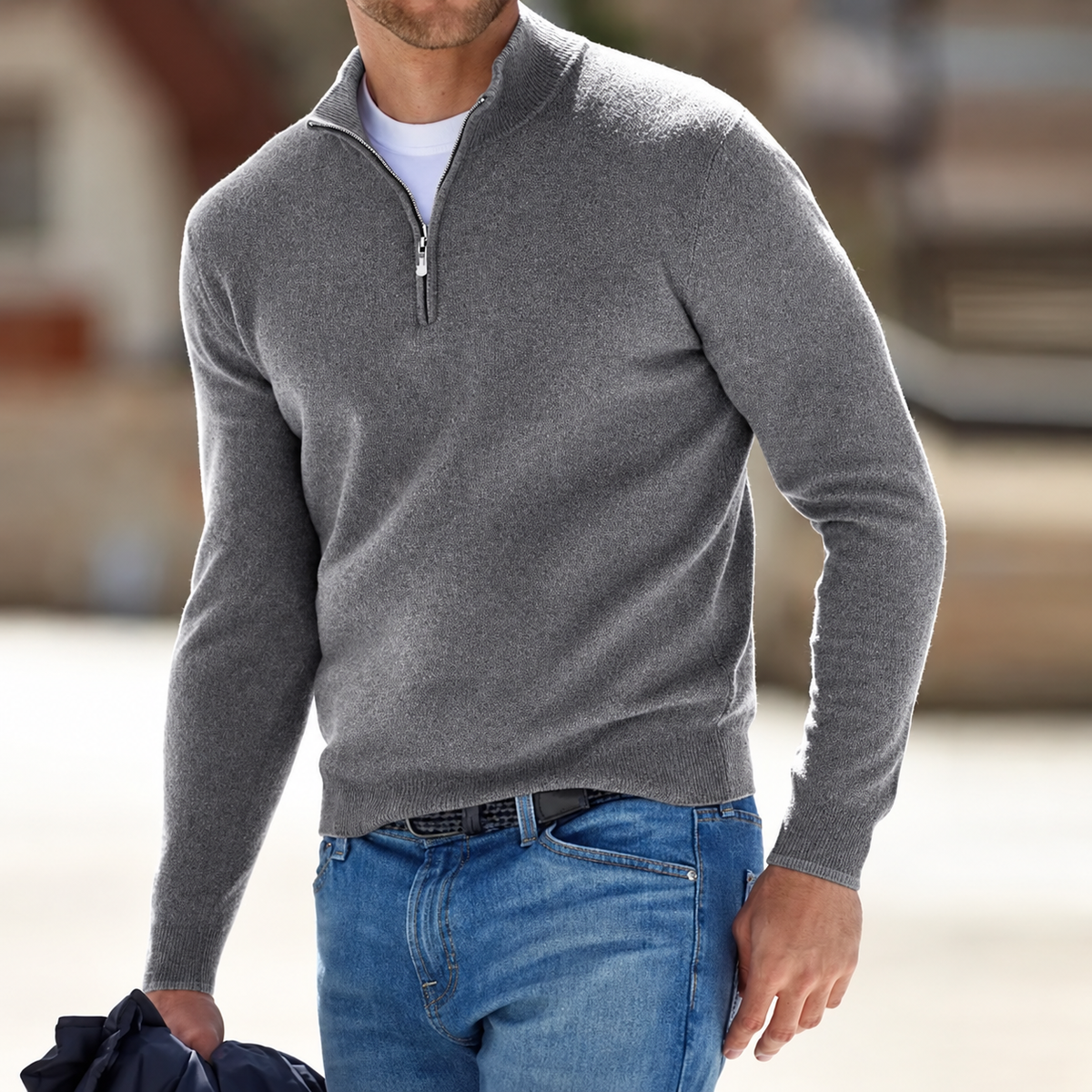Men's Zip-Up Knit Sweater