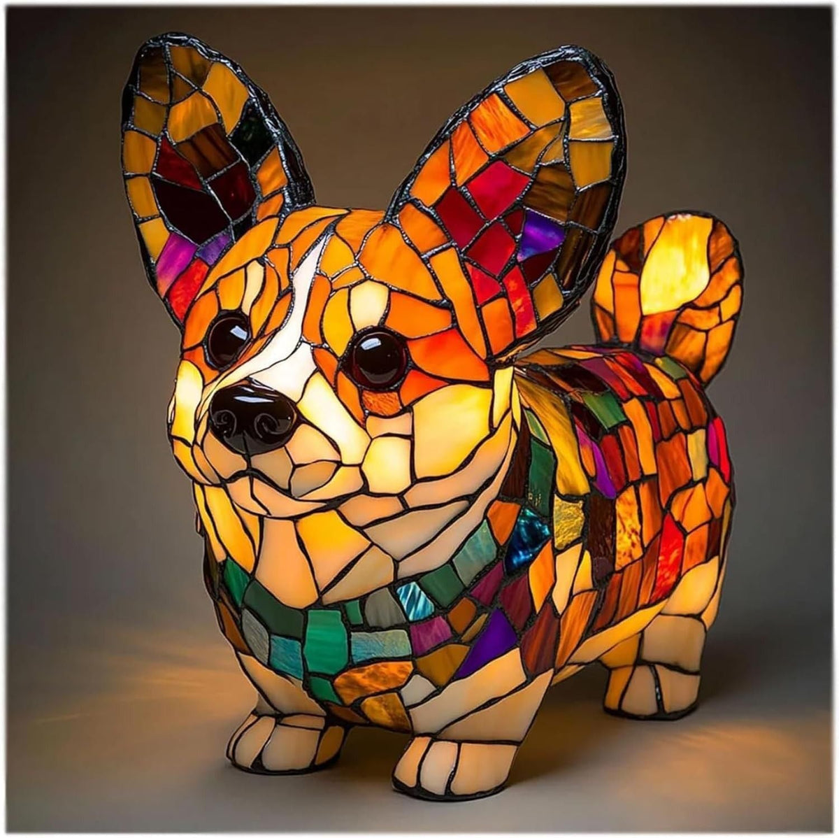 Stained Glass Style Dog LED Night Light
