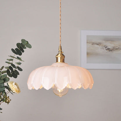 Vintage Flower Coloured Glass Pendant Lamp