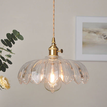 Vintage Flower Coloured Glass Pendant Lamp