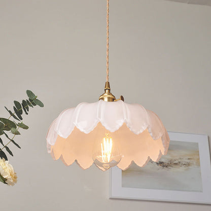Vintage Flower Coloured Glass Pendant Lamp