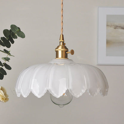 Vintage Flower Coloured Glass Pendant Lamp