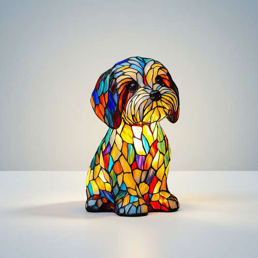 Stained Glass Style Dog LED Night Light