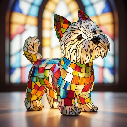 Stained Glass Style Dog LED Night Light