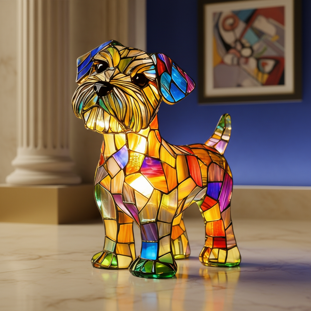 Stained Glass Style Dog LED Night Light