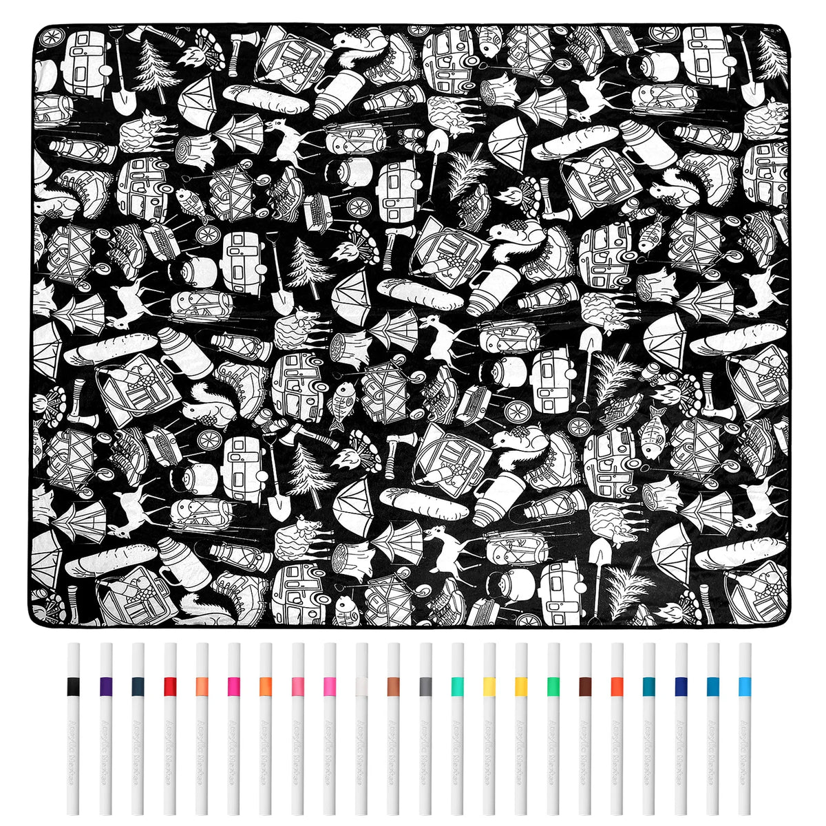 Camping design blanket with 24 markers