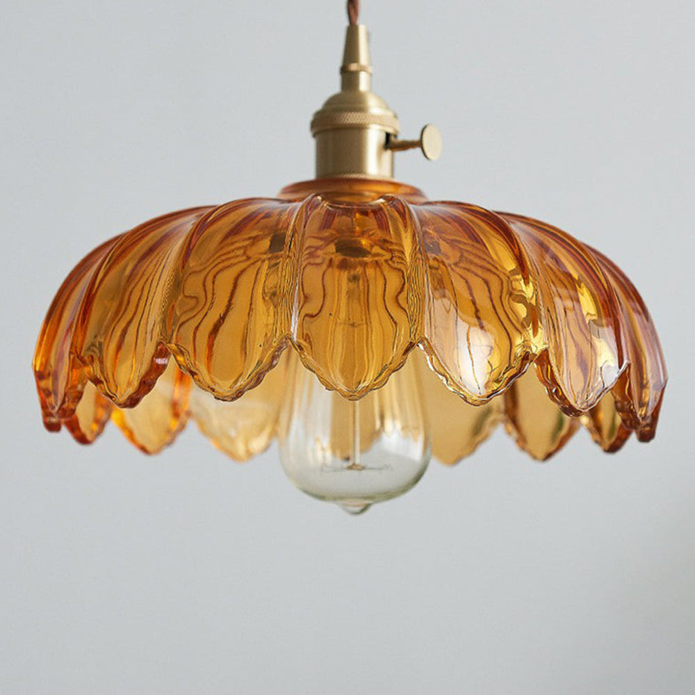 Vintage Flower Coloured Glass Pendant Lamp
