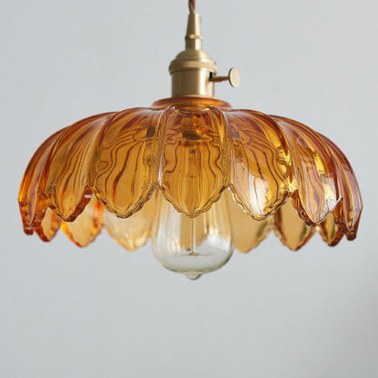 Vintage Flower Coloured Glass Pendant Lamp