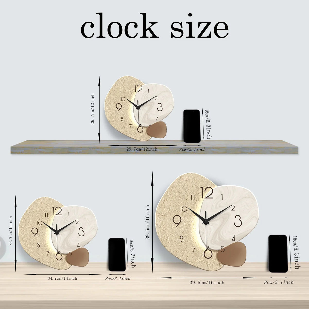 Stone-Effect Silent Wall Clock