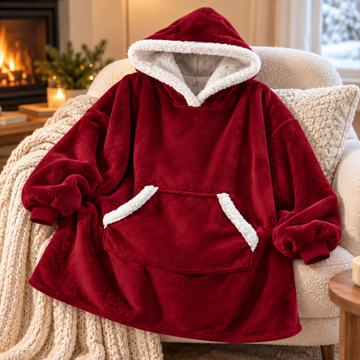 Sherpa Plaid Blanket Hoodie