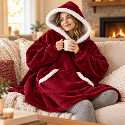 Sherpa Plaid Blanket Hoodie