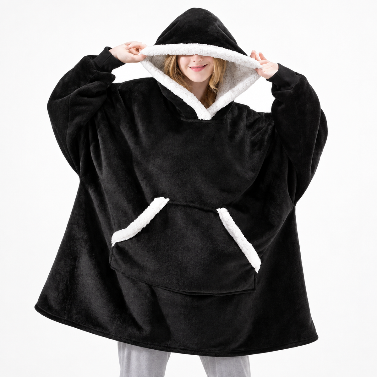 Sherpa Plaid Blanket Hoodie