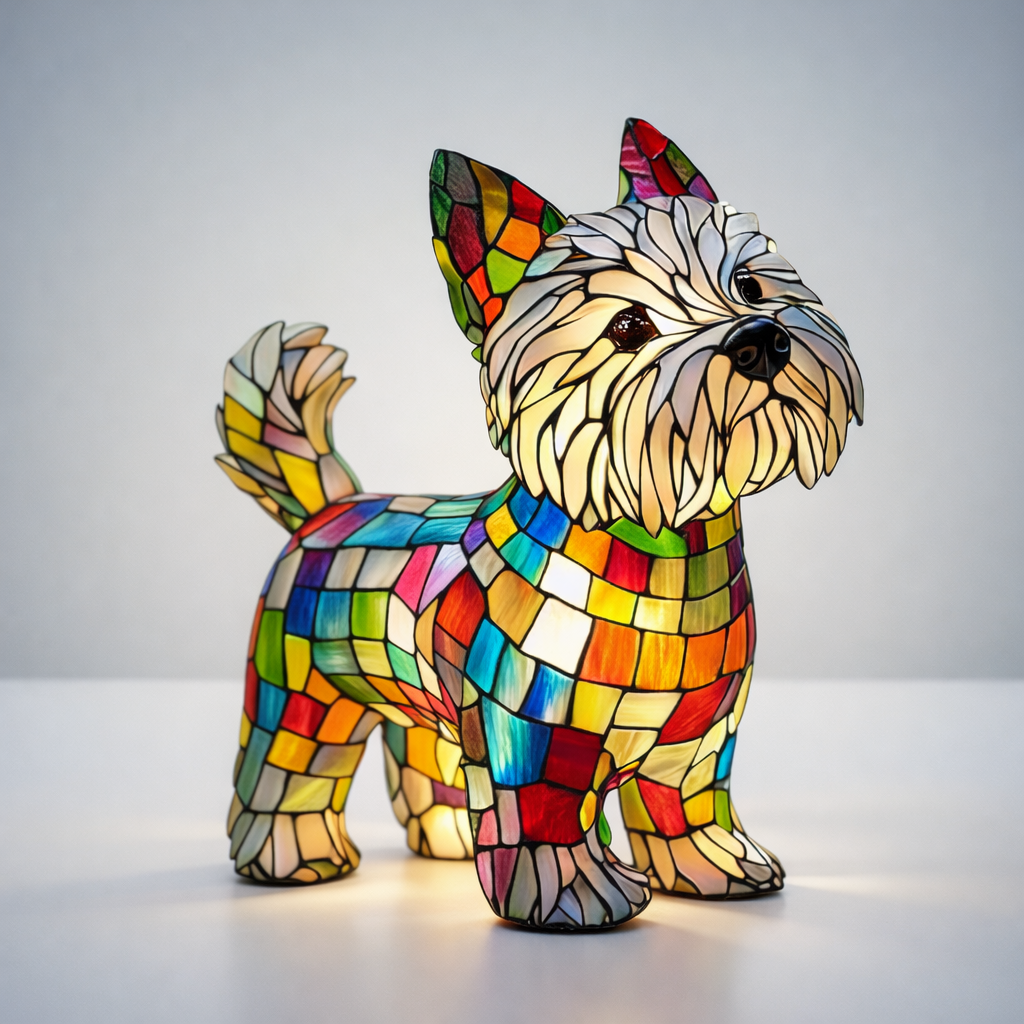 Stained Glass Style Dog LED Night Light