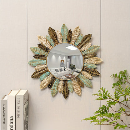 Teal & Gold Sunburst Mirror