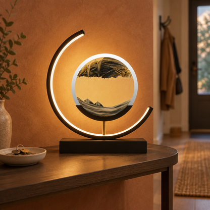 Moving Sand Art LED Lamp, black sand, black frame