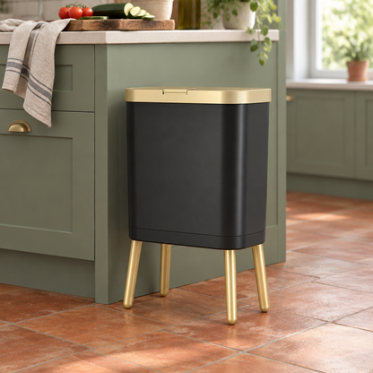 15L Odor-Sealing Trash Can with Legs, Black