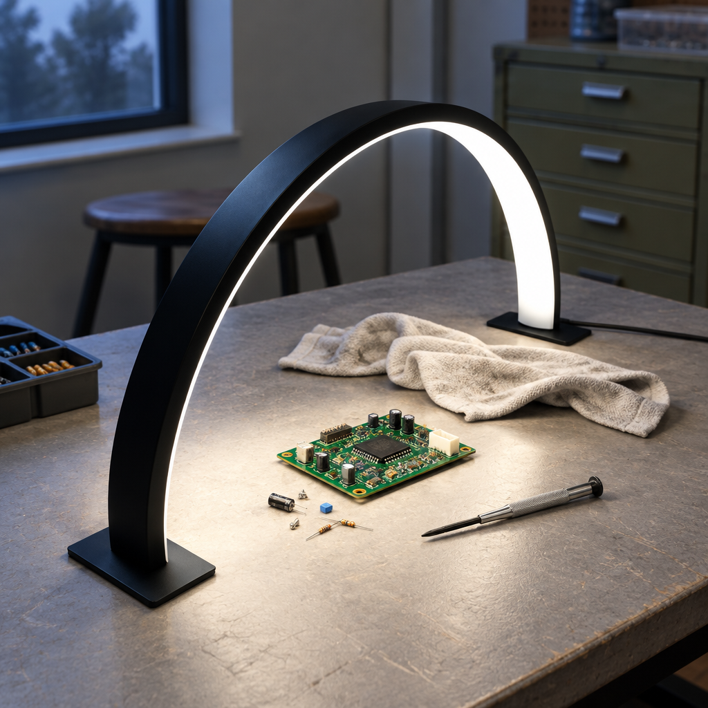 Crescent Moon LED Desk Lamp, Black