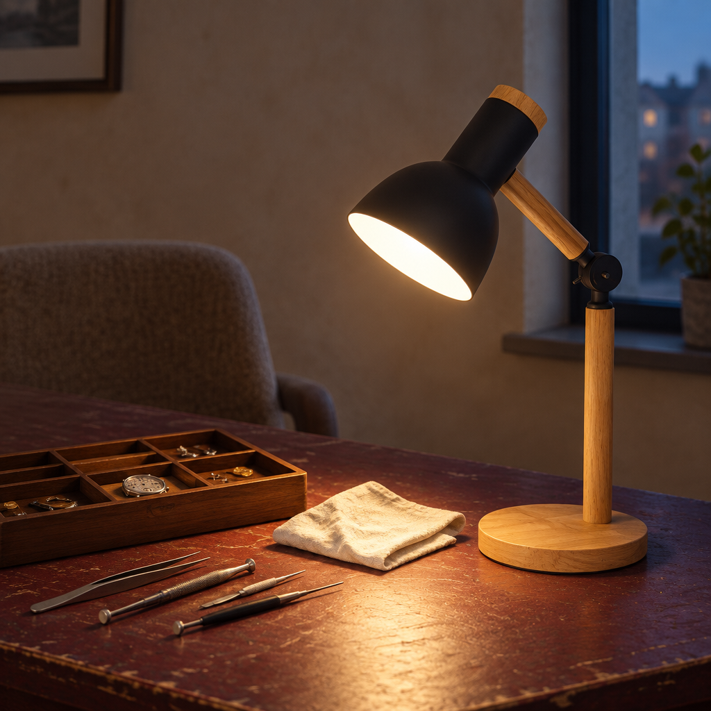 Nordic Wooden Adjustable Desk Lamp, Black