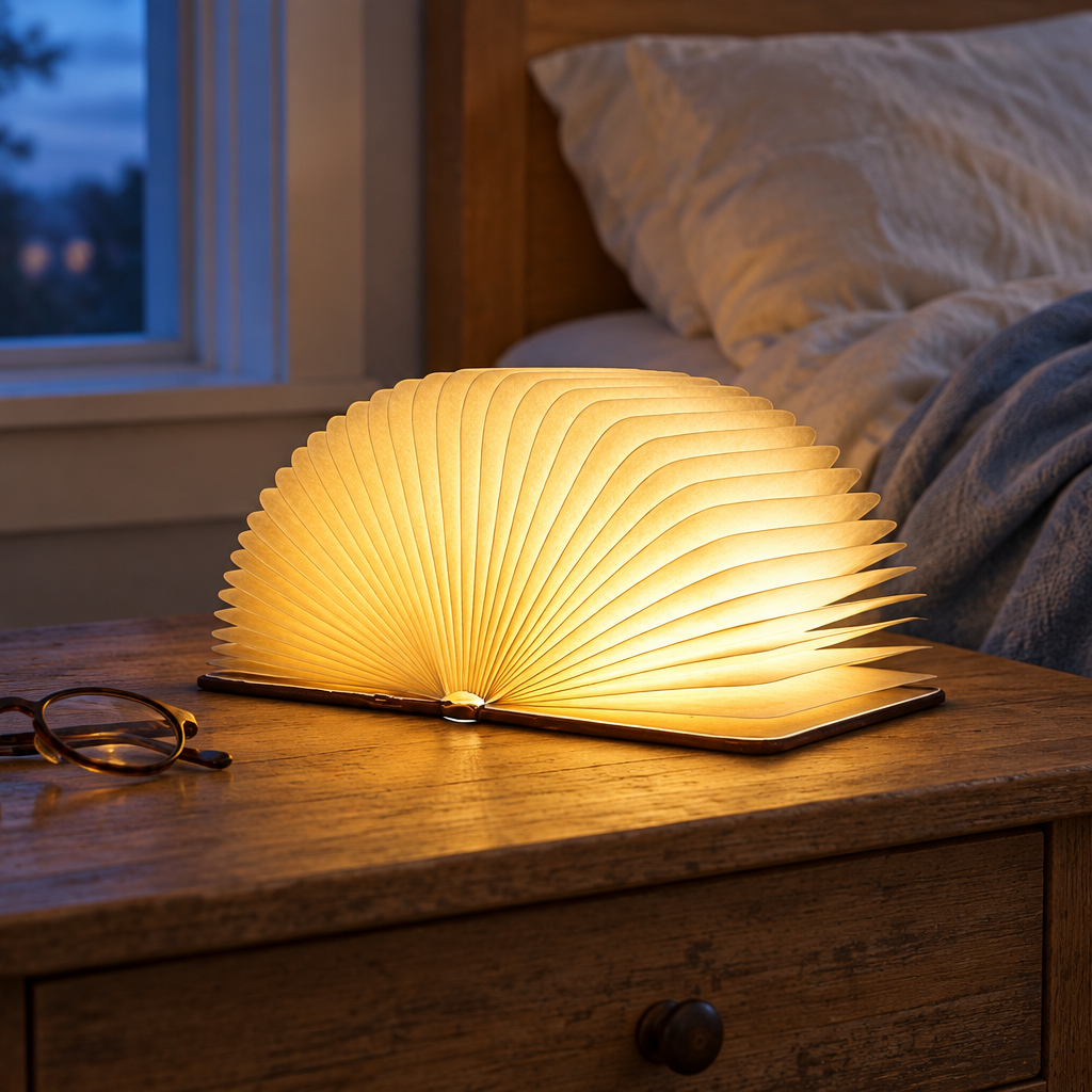 Foldable Book Lamp, Brown