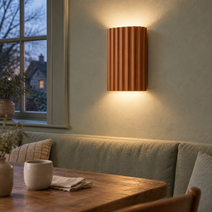 Nordic Ribbed Resin Wall Lamp, Brown