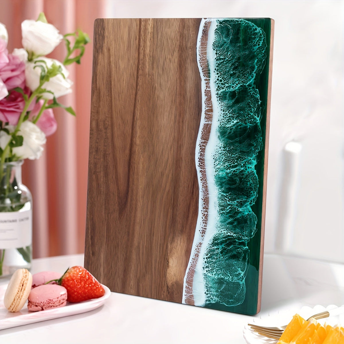 Ocean Wave Resin Acacia Serving Board