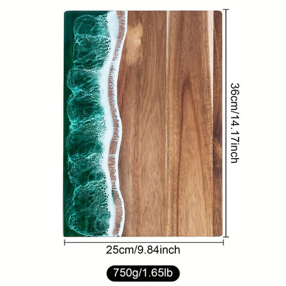 Ocean Wave Resin Acacia Serving Board
