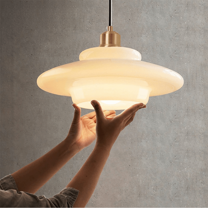 Mid-Century White Glass Pendant Light