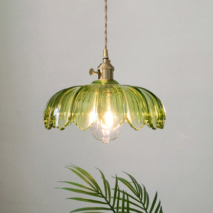Vintage Flower Coloured Glass Pendant Lamp