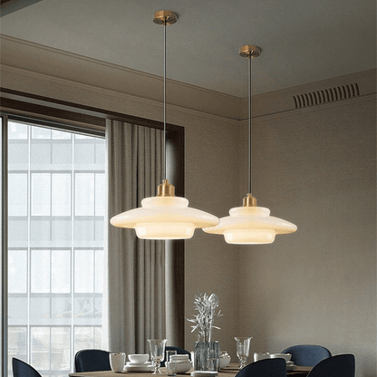 Mid-Century White Glass Pendant Light