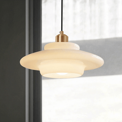 Mid-Century White Glass Pendant Light