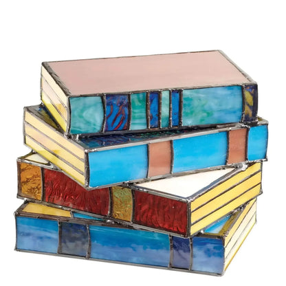 Stained Glass Book Stack Table Lamp