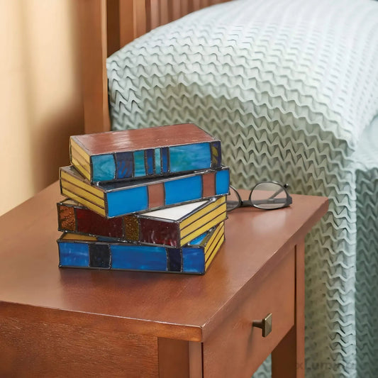 Stained Glass Book Stack Table Lamp