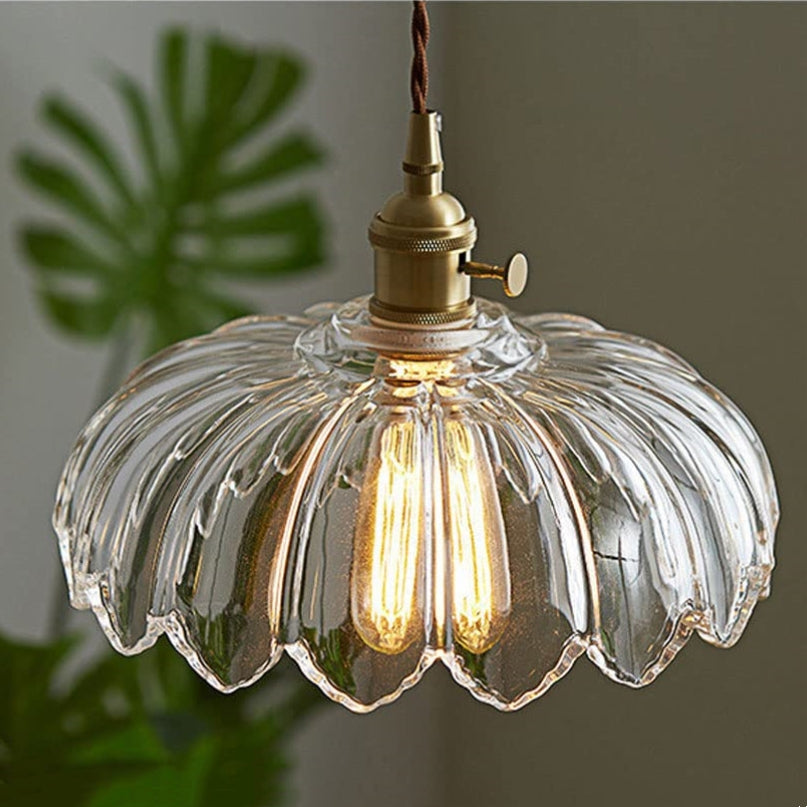 Vintage Flower Coloured Glass Pendant Lamp